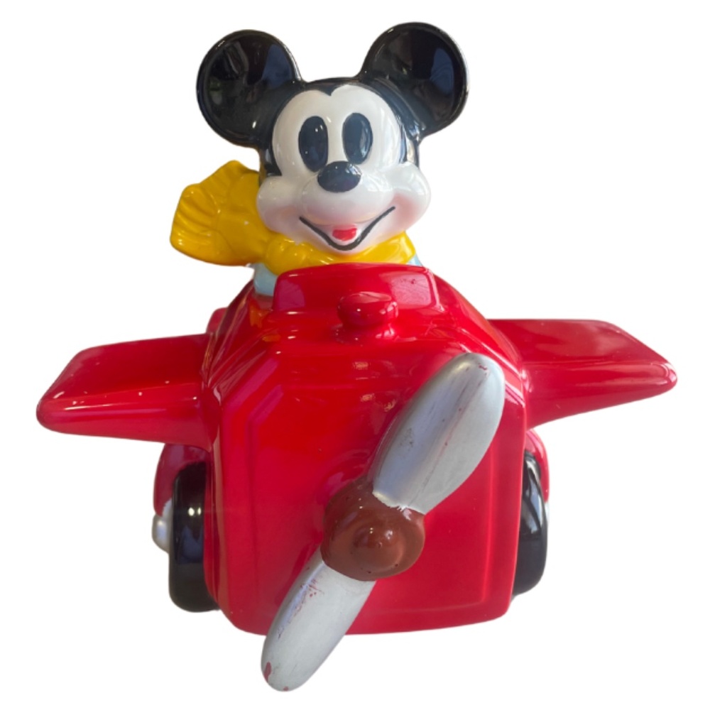 Vintage Disney Porcelain Figurine - Mickey Mouse Airplane Coin Bank